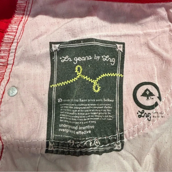 LR BY LRG Sz 36 Jeans Men 100% Cotton  in Red Tapered Leg - Picture 8 of 11